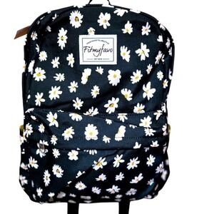 Fitmyfavo NWT Black Daisy Print Backpack Your Favorite Lifestyle Est 2015 NEW